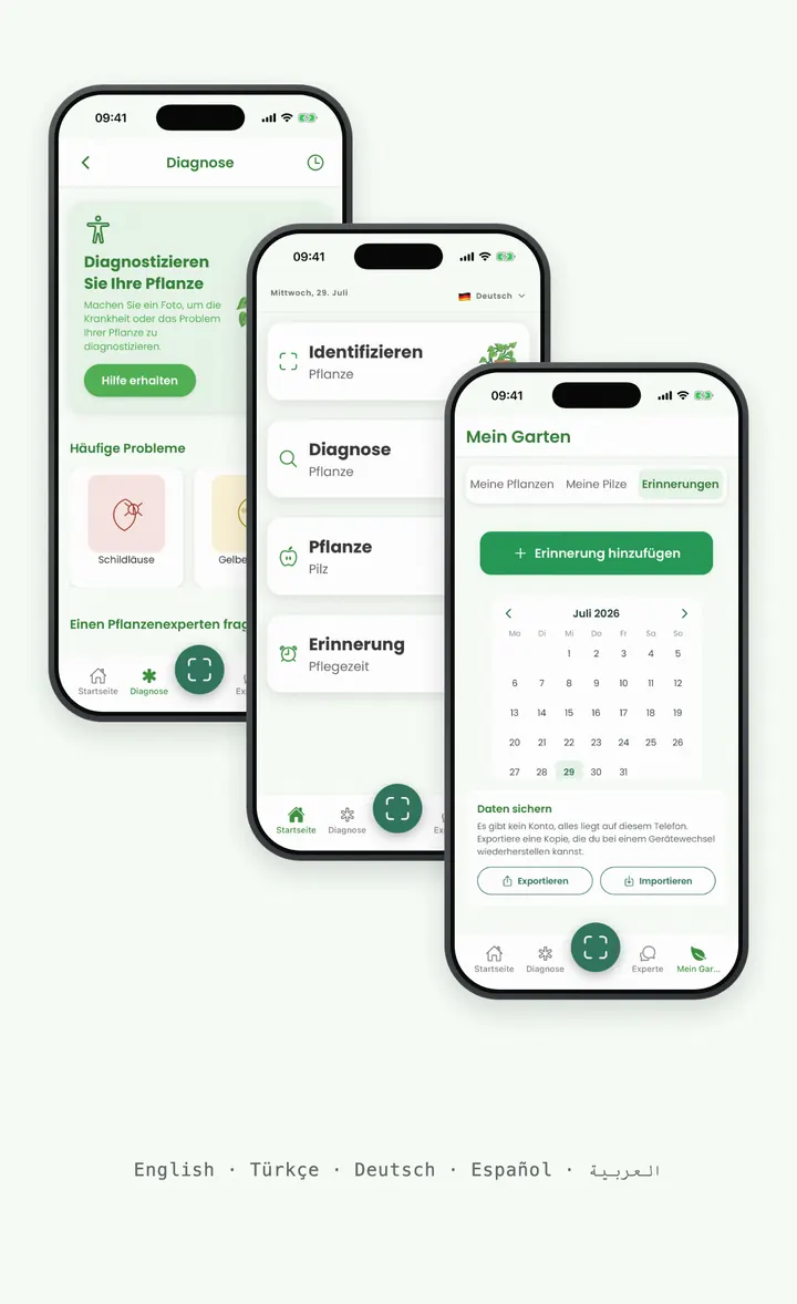 Bloomprint-Screens: die App funktioniert ohne Konto